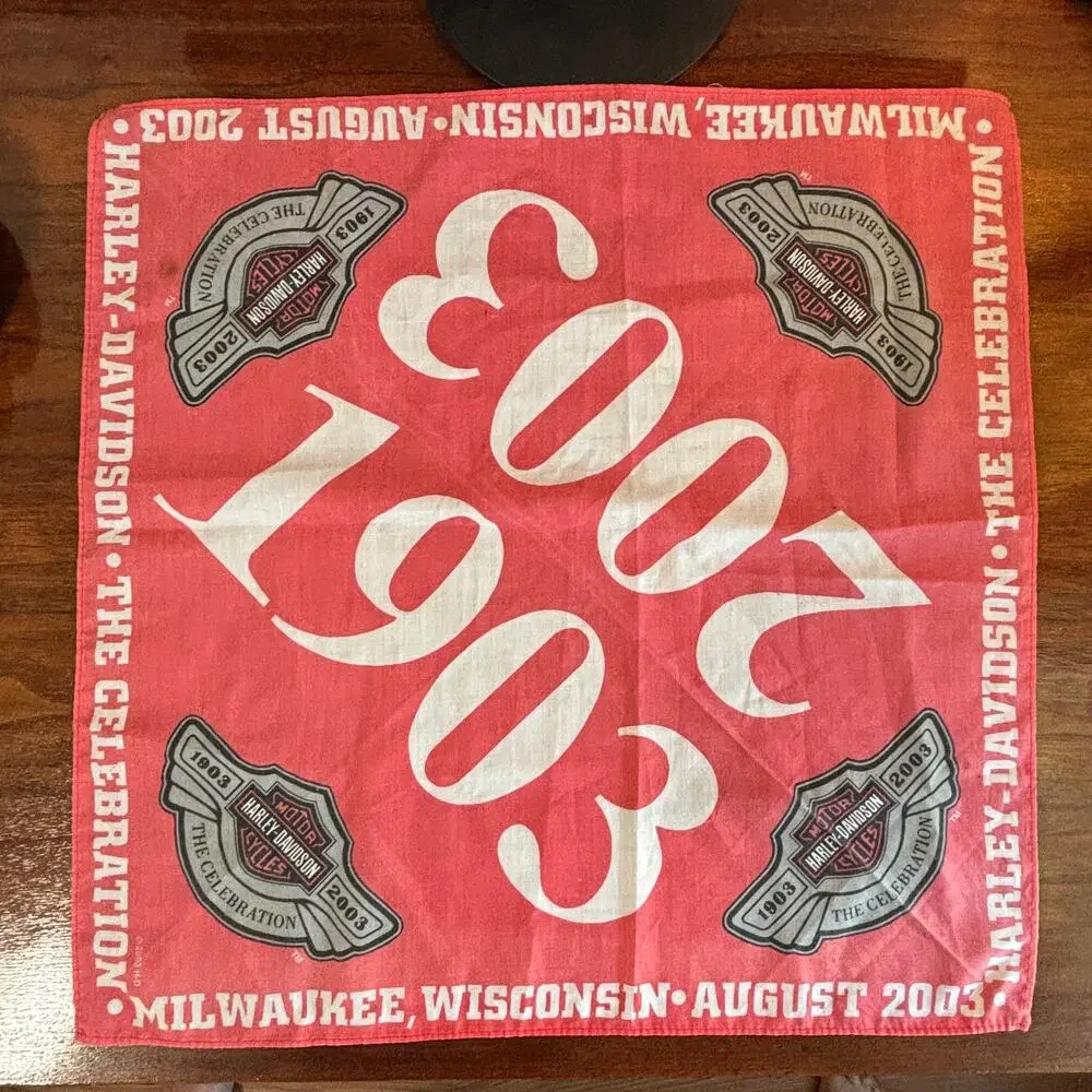 Vintage 2003 Harley-Davidson Bandana Handkerchief Red 100th Anniversary RARE